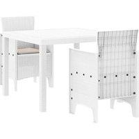 Berkfield Home 3 Piece Garden Dining Set with Cushions White Poly Rattan