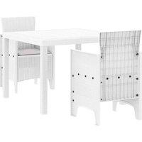 Berkfield Home 3 Piece Garden Dining Set with Cushions White Poly Rattan