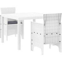 Berkfield Home 3 Piece Garden Dining Set with Cushions White Poly Rattan