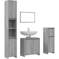 Berkfield Home 4 Piece Bathroom Furniture Set Grey Sonoma Engineered Wood