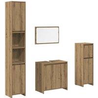 Berkfield Home 4 Piece Bathroom Furniture Set Artisan Oak Engineered Wood in Brown