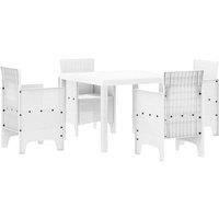 Berkfield Home 5 Piece Garden Dining Set White Poly Rattan