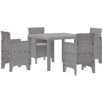 Berkfield Home 5 Piece Garden Dining Set with Cushions Light Grey Poly Rattan