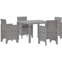 Berkfield Home 5 Piece Garden Dining Set with Cushions Light Grey Poly Rattan