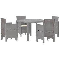 Berkfield Home 5 Piece Garden Dining Set with Cushions Light Grey Poly Rattan