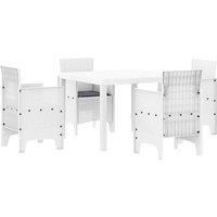 Berkfield Home 5 Piece Garden Dining Set with Cushions White Poly Rattan