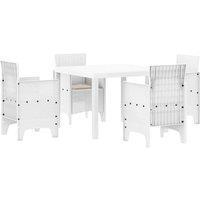 Berkfield Home 5 Piece Garden Dining Set with Cushions White Poly Rattan