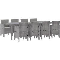 Berkfield Home 9 Piece Garden Dining Set with Cushions White Poly Rattan in Grey