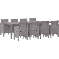 Berkfield Home 9 Piece Garden Dining Set with Cushions White Poly Rattan