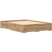 Berkfield Home Bed Frame with Drawers Artisan oak Engineered wood 140 x 200 cm in Brown