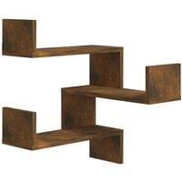 Berkfield Home Wall Corner Shelf Smoked Oak 40x40x50 cm Engineered Wood in Brown | Size: 40 x 40 x 50 cm