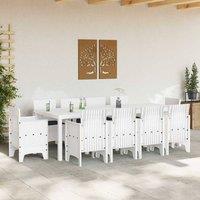 Berkfield Home White 11 Piece Garden Dining Set with Cushions White Poly Rattan