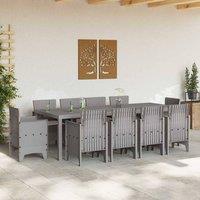 Berkfield Home Modern 11 Piece Garden Dining Set with Cushions Light Grey Poly Rattan
