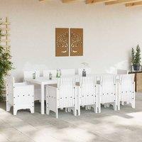 Berkfield Home White 11 Piece Garden Dining Set with Cushions White Poly Rattan