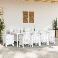 Berkfield Home White 11 Piece Garden Dining Set White Poly Rattan