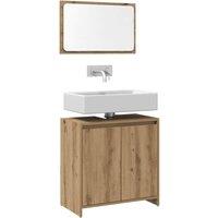 Berkfield Home Durable 2 Piece Bathroom Furniture Set Artisan Oak Engineered Wood in Brown