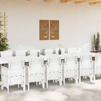 Berkfield Home White 15 Piece Garden Dining Set with Cushions White Poly Rattan