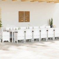 Berkfield Home White 17 Piece Garden Dining Set with Cushions White Poly Rattan