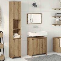 Berkfield Home Durable 3 Piece Bathroom Furniture Set Artisan Oak Engineered Wood