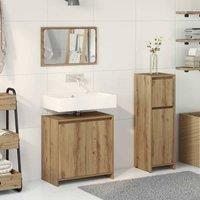 Berkfield Home Durable 3 Piece Bathroom Furniture Set Artisan Oak Engineered Wood in Brown