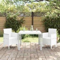 Berkfield Home White 3 Piece Garden Dining Set White Poly Rattan