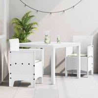 Berkfield Home White 3 Piece Garden Dining Set with Cushions White Poly Rattan