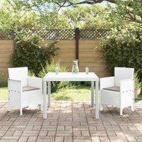Berkfield Home Stunning 3 Piece Garden Dining Set with Cushions White Poly Rattan