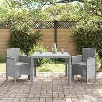 Berkfield Home Cozy 3 Piece Garden Dining Set with Cushions Light Grey Poly Rattan