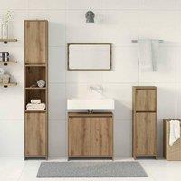 Berkfield Home Durable 4 Piece Bathroom Furniture Set Artisan Oak Engineered Wood in Brown