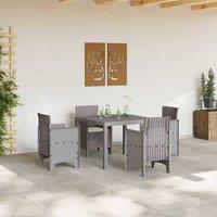 Berkfield Home Stylish 5 Piece Garden Dining Set with Cushions Light Grey Poly Rattan