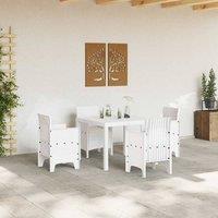 Berkfield Home White 5 Piece Garden Dining Set with Cushions White Poly Rattan