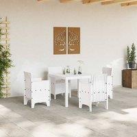 Berkfield Home White 5 Piece Garden Dining Set with Cushions White Poly Rattan