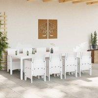 Berkfield Home White 9 Piece Garden Dining Set with Cushions Light Grey Poly Rattan