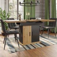 Merax Extendable Telescopic Dining Table with Smart LED Light &Storage Base in Black