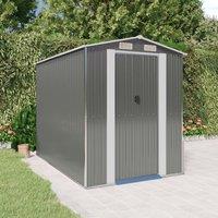Berkfield Home Garden Shed Light Grey 192x274x223 cm Galvanised Steel | Size: 192 x 274 x 223 cm