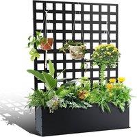 London Boutique Raised Garden Bed w/Trellis Outdoor Metal Planter Box w/Drainage Holes in Black