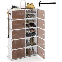 Gymax 10-Tier Plastic Shoe Cabinet 40 Pair Shoe Rack With Removable Shelves in White