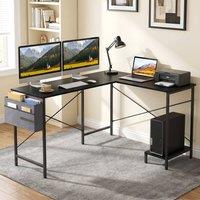 Gymax L Shaped Executive Desk Reversible Corner Computer Desk with CPU Stand in Black