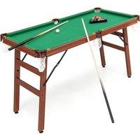 Gymax Folding Pool Table Billiards Game Set With 2 Cues 2 Chalks & 16 Balls in Green