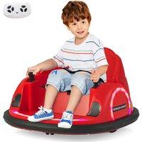 Gymax 12V Bumper Car 360 Waltzer Cars With Manual & Remote Control in Red