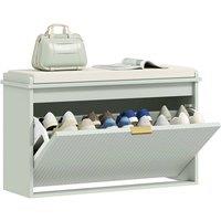 NESTLUNE Shoe Storage Bench with Cushion & Flip-Drawer 80x26x47.5cm Green | Size: 100 cm x 15 cm