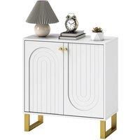 NESTLUNE Sideboard with Adjustable Shelves & 2 Doors for Living Room, White | Size: 100 cm x 60 cm