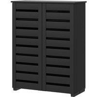 NESTLUNE Shoe Storage Cabinet with Slatted Doors for 15 Pairs of Shoes Black | Size: 100 cm x 15 cm