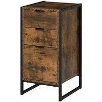 NESTLUNE Industrial 3-Drawer Bedroom Chest of Drawers in Brown | Size: 100 cm x 15 cm