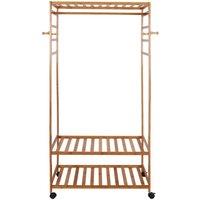 KORVIXA 78cm x 41cm x 169cm Hanging Garment Coat Rack Portable Rolling Stand in Natural | Size: 100 cm