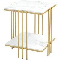 KORVIXA Modern Marble Coffee Table Side End Table in White | Size: 100 cm x 100 cm