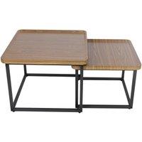 KORVIXA Set of 2 Nesting Tables for Living Room Square Coffee Table in Brown | Size: 100 cm x 100 cm