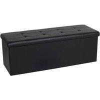 KORVIXA Faux Leather Seat Storage in Black | Size: 100 cm x 100 cm