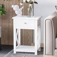 KORVIXA White Bedside Table Cabinet Nightstand Small Side | Size: 100 cm