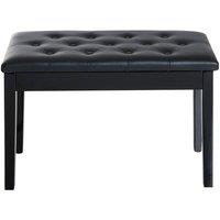 KORVIXA Faux Leather Piano Stool Black with Storage | Size: 0.6m2
